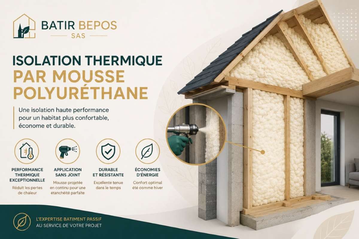 Isolation thermique par projection de mousse polyuréthane à Perpignan - BATIR BEPOS (66)<br />
