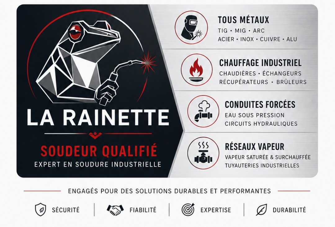 Logo La Rainette, soudeur industriel qualifié à Perpignan, spécialiste de la soudure tous métaux, chauffage industriel, conduites forcées et réseaux vapeur